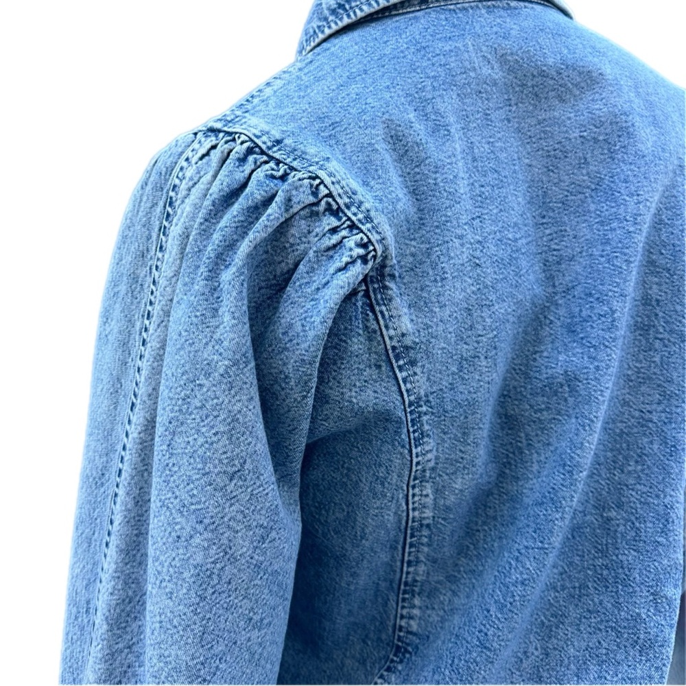& Other Stories Puff Shoulder Cotton Denim Collared Button Down Shirt size 0 - Picture 11 of 13